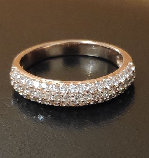 925 Sterling silver Rose Gold CZ micro pave ring