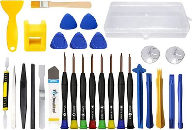 30pcs Phone Repair Tool Kit, RealPlus Removal Cleaning Repair Kit with Magnetic Screwdrivers Set and Opening Pry Tools, Suitable for Laptop, Tablet, Phone, MacBook, PC, iPad, Nintendo Switch Joycon (FREE POSTAGE)