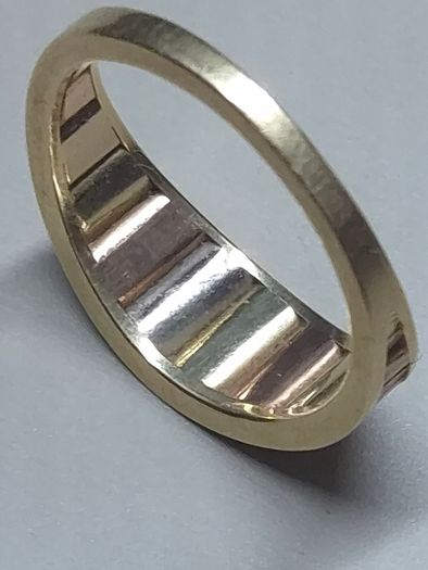 Vintage Italian 14ct Gold Ring 14KT Three Colour Gold Band Size 51.5 / 52