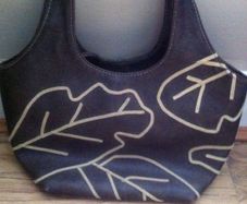 NINE WEST Brown/Cream Leaf Print Bag with Mirror