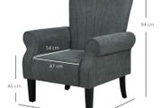 Accent Chair with Rolled Arms and Wood Legs, Armchair for Living Room Bedroom, Grey