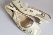 MIDO Ex Shop Display Ladies Patent Beige Sandals New With Box Size UK4 Slingback CAN POST