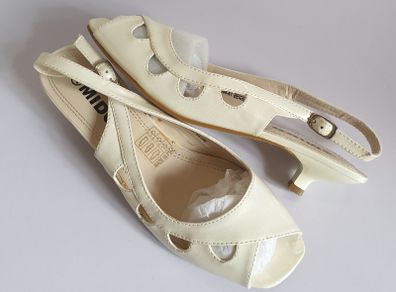 MIDO Ex Shop Display Ladies Patent Beige Sandals New With Box Size UK4 Slingback CAN POST