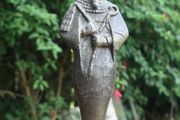 Vintage Egyptian  Figure of Osiris 10" (made of some metal, a few cracks visible in the photos, mounted on a marble base)