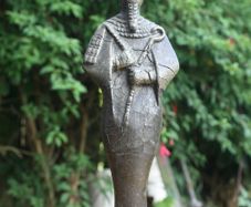Vintage Egyptian  Figure of Osiris 10" (made of some metal, a few cracks visible in the photos, mounted on a marble base)