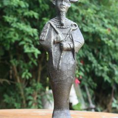Vintage Egyptian  Figure of Osiris 10" (made of some metal, a few cracks visible in the photos, mounted on a marble base)