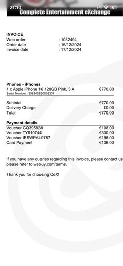 iPhone 16 Water damaged Parts or Repair