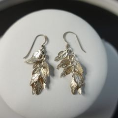 Vintage Sterling Silver 925 Leaf Dangle Earrings