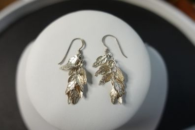 Vintage Sterling Silver 925 Leaf Dangle Earrings