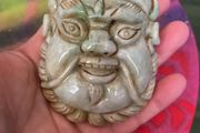 old jade carve face belt buckle