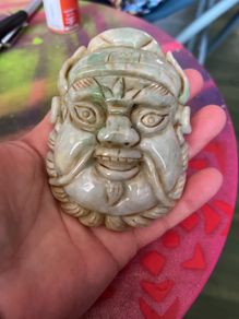 old jade carve face belt buckle