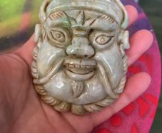 old jade carve face belt buckle