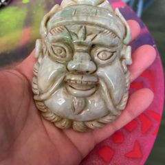 old jade carve face belt buckle
