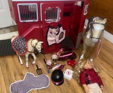 Our generation dolls vet set school set horse box set