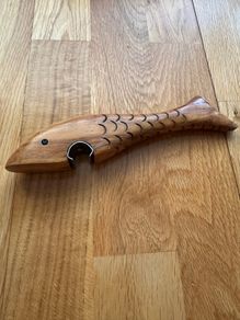 Vintage bottle opener whale wood designer piece 50s 60s