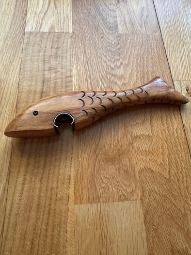 Vintage bottle opener whale wood designer piece 50s 60s