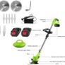 Cordless Garden Strimmers,Electric Cordless 21v Grass Strimmer with 2 X 2000mAh Battery, Adjustable Metal Blades,Garden Trimmer Telescopic Lightweight with Roller for Gardens Image 3