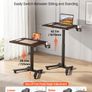 Adjustable Standing Desk 715 x 520mm, Mobile Sit Stand Computer Workstation with Wheels, Pneumatic Height Adjustment, Foot Pedal Lift, 15kg Capacity, Black Image 3