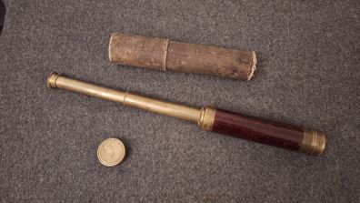 Vintage brass and wood telescope