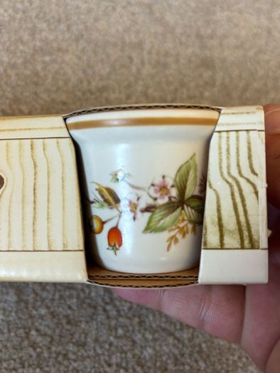 three vintage "St Michael" egg cups in the Harvest pattern