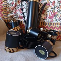 1960s Portmeirion/ Greek Key Black Coffee Set