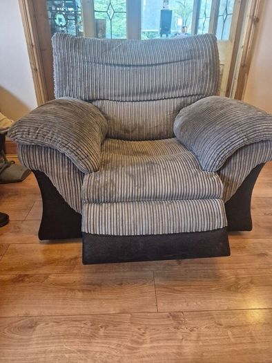 Premium cream leather Sofa-3 seater. 1 grey Chair