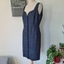 Vintage 1990s 'Richard Lewis Dublin' grey black cocktail party dress sweetheart neckline LBD L large Races Wedding outfit Image 4