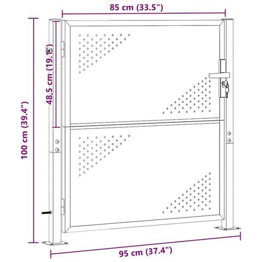 Garden Gate with Lock Silver 95 x 100 cm Stainless Steel