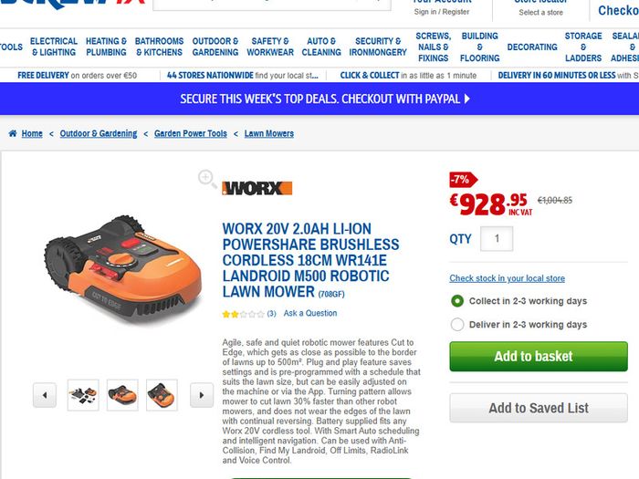 Worx Landroid WR141E Robotic lawnmower, App Controlled