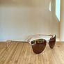 BCBGMaxazria Cat Eye Sunglasses, Gold tone, Pink Earpieces, Like New Image 8
