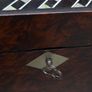 Antique Victorian Burr Wood Tea Caddy Brass Inlay c1850 1880 With Key Image 8