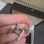 Mens Silver Tone Black Cufflinks with Presentation Box Image 3
