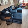 Velvet Pillow Back Large Sofa With Matching Footstool Image 3