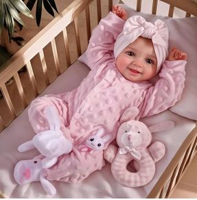 Reborn Babies Dolls Sunny 17 Inch Realistic Newborn Girls Lifelike Real Baby,Soft Cloth Body, Open Eyes,Sweet Smile,Includes Accessories,Pretend Play Gift for Kids 3+,Poseable Limbs