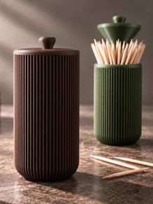 Toothpick Holder Ribbed Decorative Kitchen Container