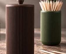 Toothpick Holder Ribbed Decorative Kitchen Container