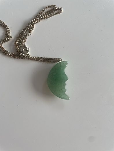 Vintage Carved Man in The Moon Necklace