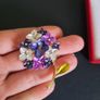 Beautiful Enamel & Crystal Blue Hydrangea Flower Brooch Shawl Pin Jewellery Image 5
