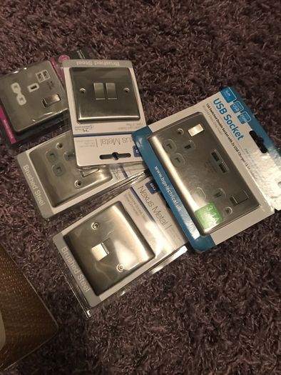 BG Electrical Brushed Steel wall outlets