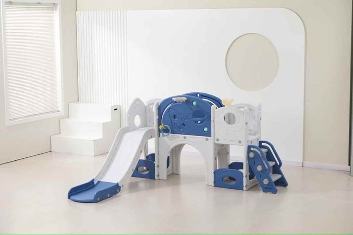 Children's Indoor Slide & Activity Playset - Pink & White