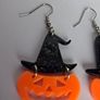 Glitter Witch Hat Jack O' Lantern Pumpkin Earrings Image 8
