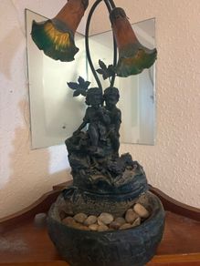 Art Nouveau style table lamp and water fountain