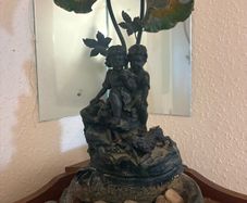 Art Nouveau style table lamp and water fountain