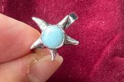 Vintage Sterling silver larimar ring L size