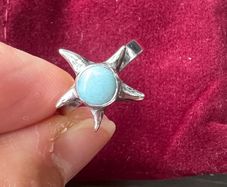 Vintage Sterling silver larimar ring L size