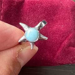 Vintage Sterling silver larimar ring L size