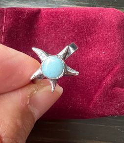 Vintage Sterling silver larimar ring L size