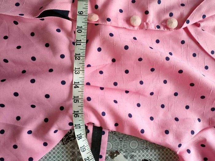 Vintage 1980s 50s style Pink Navy polkadot peplum dress Size M Postage included