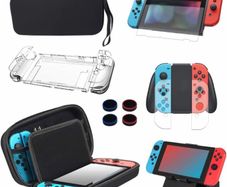 Case Compatible with Nintendo Switch,14 in 1 Case & Accessories Kit ,Comes Carrying Case , Screen Protector, Joy-Con Controller Case, Thumb Grip Caps, Adjustable Stand, Portable Strap