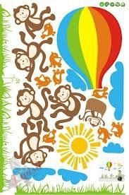 Dancing Monkeys Wall Stickers for Nursery Chldren Rooms Baby Art Disign